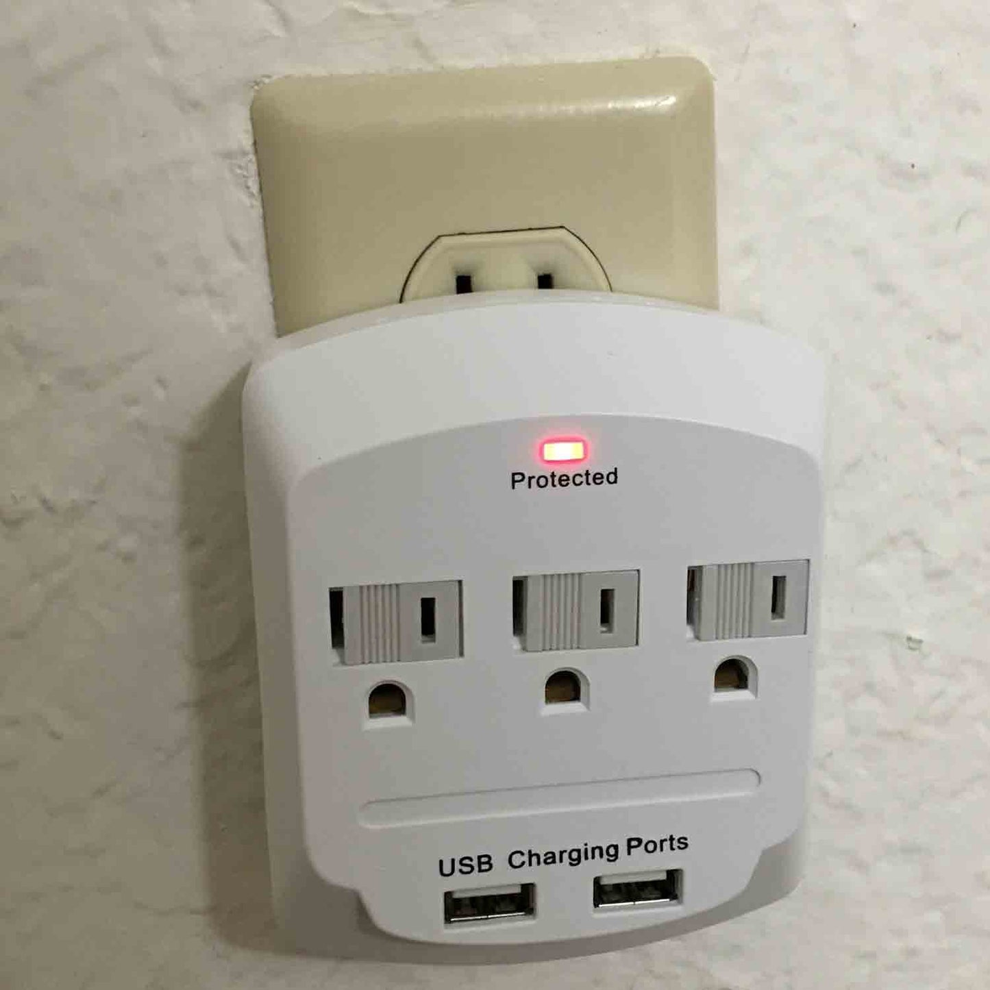 Topzone 3 AC Outlet Wall Mount Surge Protector Adapter with Dual USB Charging Ports