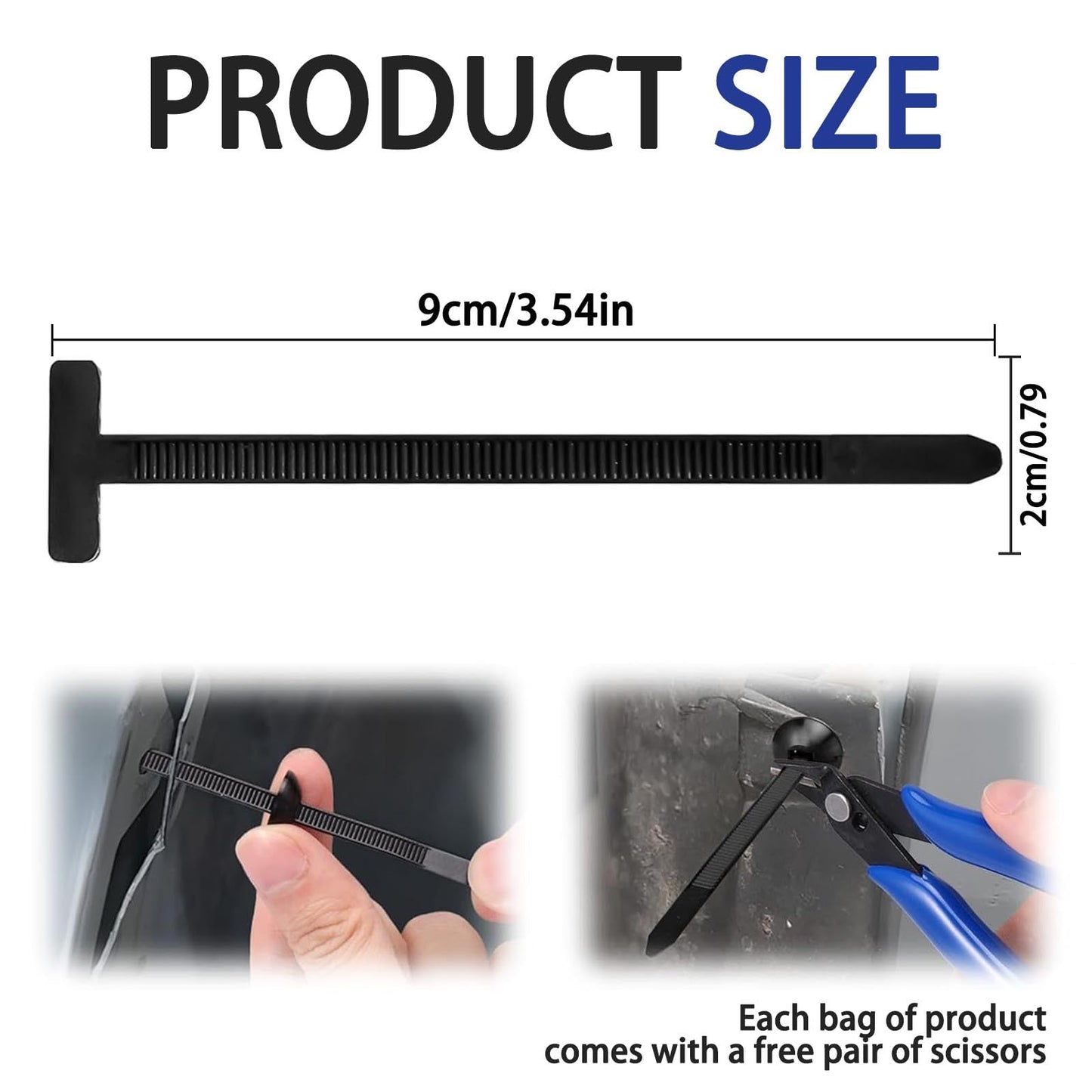 100PCS Nylon Universal Cable Tie Buckle Zip Tie, Multipurpose Self Locking Zip Tie Clips with Pliers for Car Fender, Engine Cover, Mudguard Fastener