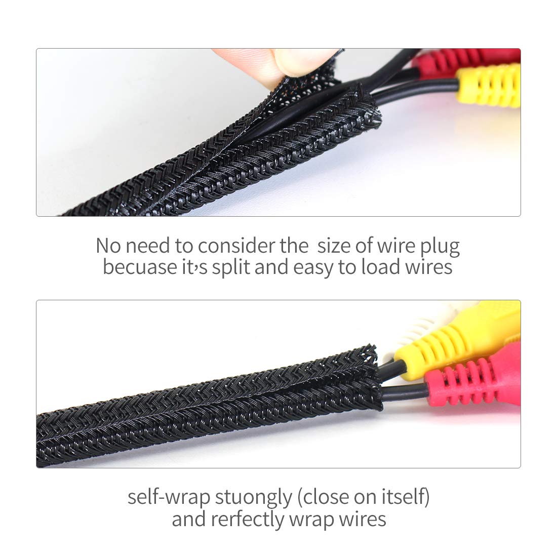 Cable Management Sleeve, Protect Cat from Chewing Cords Cord Protector Wire Loom Tubing Cable Sleeve Split Sleeving for TV/Computer/Home Entertainment