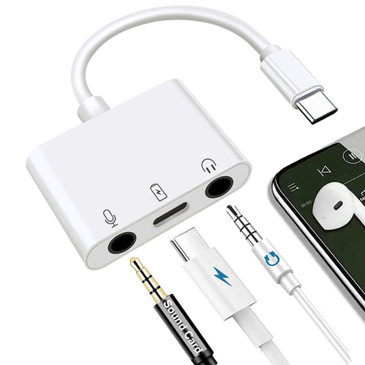 USB C to Microphone Adapter for Live-Streaming Type C to Microphone & 3.5mm Headphone Adapter with Charging Port USB C Audio & MIC Splitter Compatible