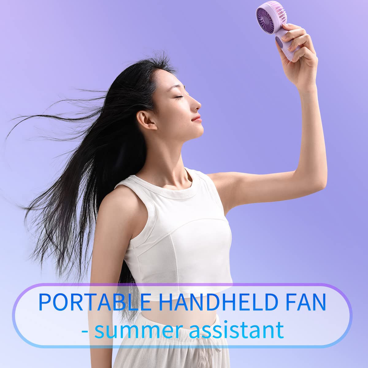 VanSmaGo Portable Mini 3-pack Handheld Personal Small Fan with 3-speed for Travel, USB Rechargeable Battery Operated Eyelash Fan, Black