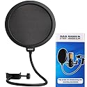 professional microphone windproof and spray proof cover, 6-inch double-layer windproof screen with flexible 360 ° gooseneck clip stabilizing arm