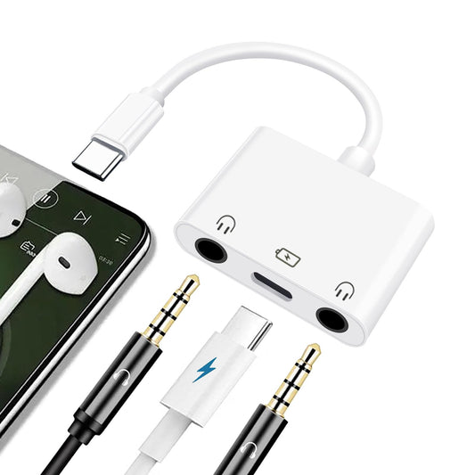 USB C to Dual 3.5mm Headphone Jack Adapter USB C to 3.5mm Audio Adapter 3 in 1 Aux to USB C Headphone Splitter and Fast Charger for iPhone 17 16