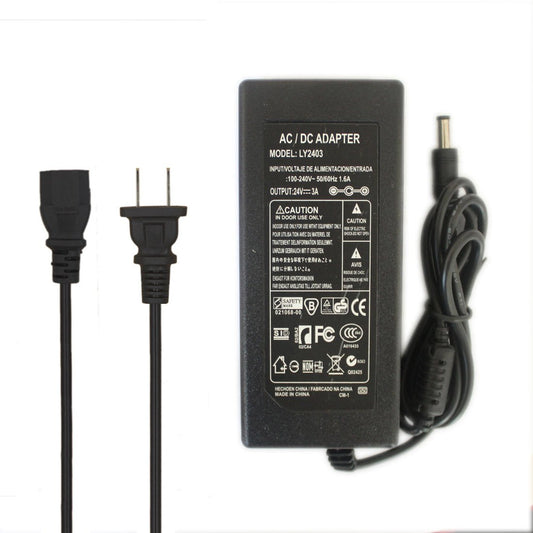 JOYLIT 24V 3A Power Supply 72W, 110-240V 50/60Hz AC to DC 24 Volt 3Amp Adapter with 5.5 X 2.1mm US Plug Cord for LED Strip Light, 3D Printer,Ride…