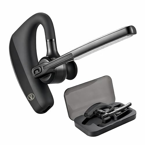 Bluetooth Headset with Mic - MAYHEY Wireless Mono Ear Bluetooth Headset, Noise Cancelling Mic, 10H Talk Time, Bluetooth 5.0, Adjustable Mic