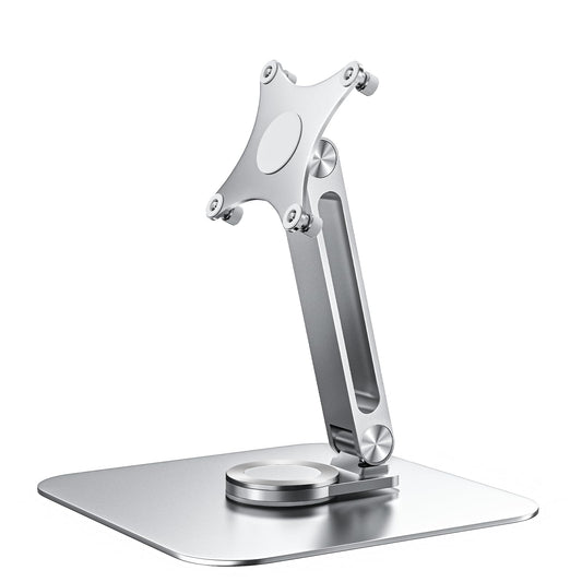JUNEBOX 75x75mm VESA Monitor Mount Stand, M4 Anti-Loss Screws, Aluminum Alloy Base, Fits 7"-18" Small Portable Monitors, Silver Foldable Lay Flat