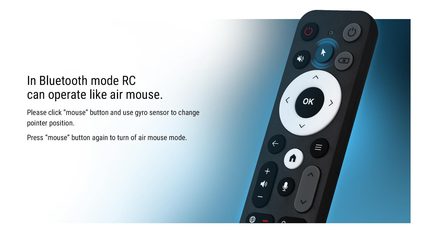Ugoos BT Remote Control UR02 Remote InfraRed and Bluetooth Connection, For Ugoos TV Box, Built-in Microphone for voice search,Gyro Sensing,Compatible
