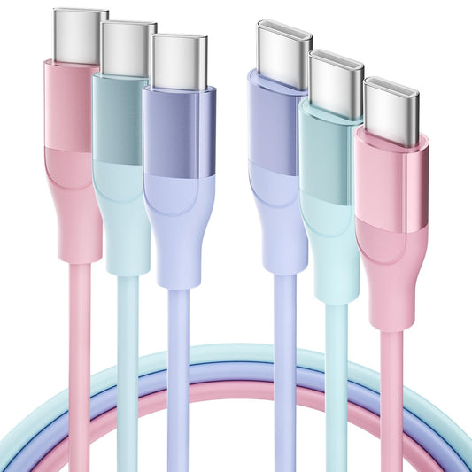 SGIN USB C Charger Cable, USB C to USB C Cable (6FT, 3Pack), 60W(3A) PD Type C Fast Charging Cord for iPhone 15/15 Pro/15 Plus/15 Pro Max, iPad Air 4