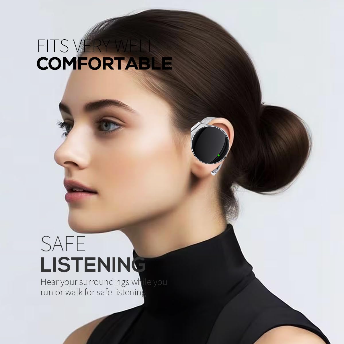 BEVCEFCC Wireless Bluetooth 5.4 Over-Ear Headphones with Ear Hook, Dual Device Simultaneous Connection, Clip-On Ear Design, Lightweight Earbuds…