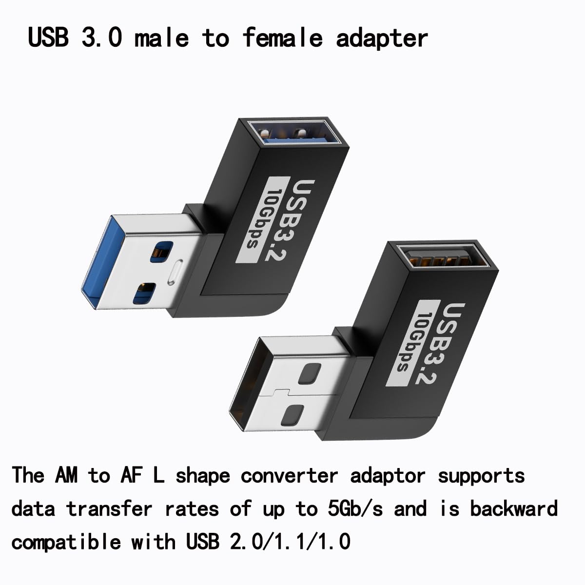 rgzhihuifz 2 Pack USB 3.0 Adapter 90 Degree Male to Female Combo Vertical Up and Down Angle Coupler Connector，USB 3.0 Male to Female 90 Degree Right…