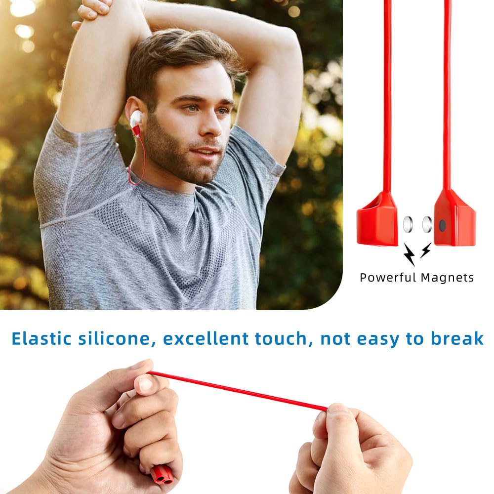 Magnetic Anti-Lost Straps for AirPods,4 Pack Ultra Strong Magnetic AirPods Strap Anti-Lost Neck Rope Cord,Soft Silicone Sports Lanyard Compatible