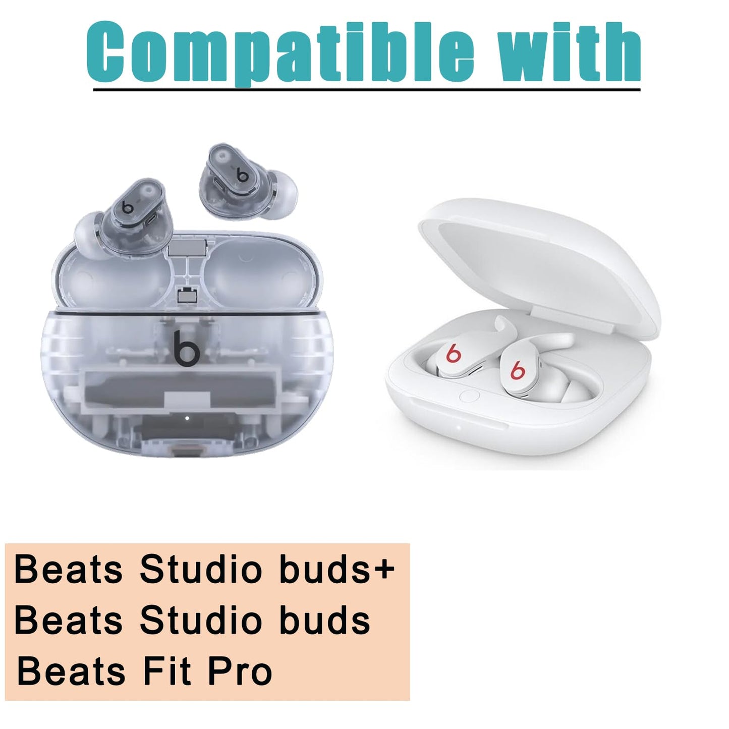 Silicone Ear Tips for Beats Earbuds - Clear Replacement Tips for Studio Buds+, Fit Pro, Solo Buds, 6 Pairs Noise Isolating & Comfortable, Transparent