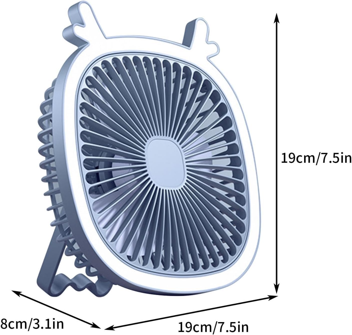 ICASSE Small Desk Fan Personal Fan USB Portable Fan with LED Makeup Light and Night Light Strong Mini Wall Fan Table Fan for Home Office Bedroom