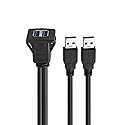 LBSC Dual USB3.0 Square Flush Mount - 1M 3ft USB 3.0 Extension Mount, Dash ?Flush ?Panel Mount Cable, for Car, Boat, Motorcycle (3ft)