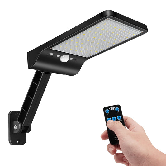 Aqonsie Solar Lights Outdoor with Remote, 56LED 180° Adjustable Angle Security Night Light Outside Motion Sensor Remote Control & 3 Lighting Modes
