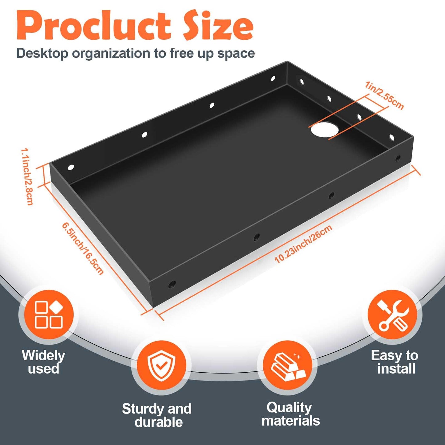 Ecliptica 2 Pack Printer Tray & Shelf for POS KDS Kitchen Thermal Printers, 10.24 x 6.5 Inch Wall or Edge Mount Shelf with 4 Mounting Holes Per Side