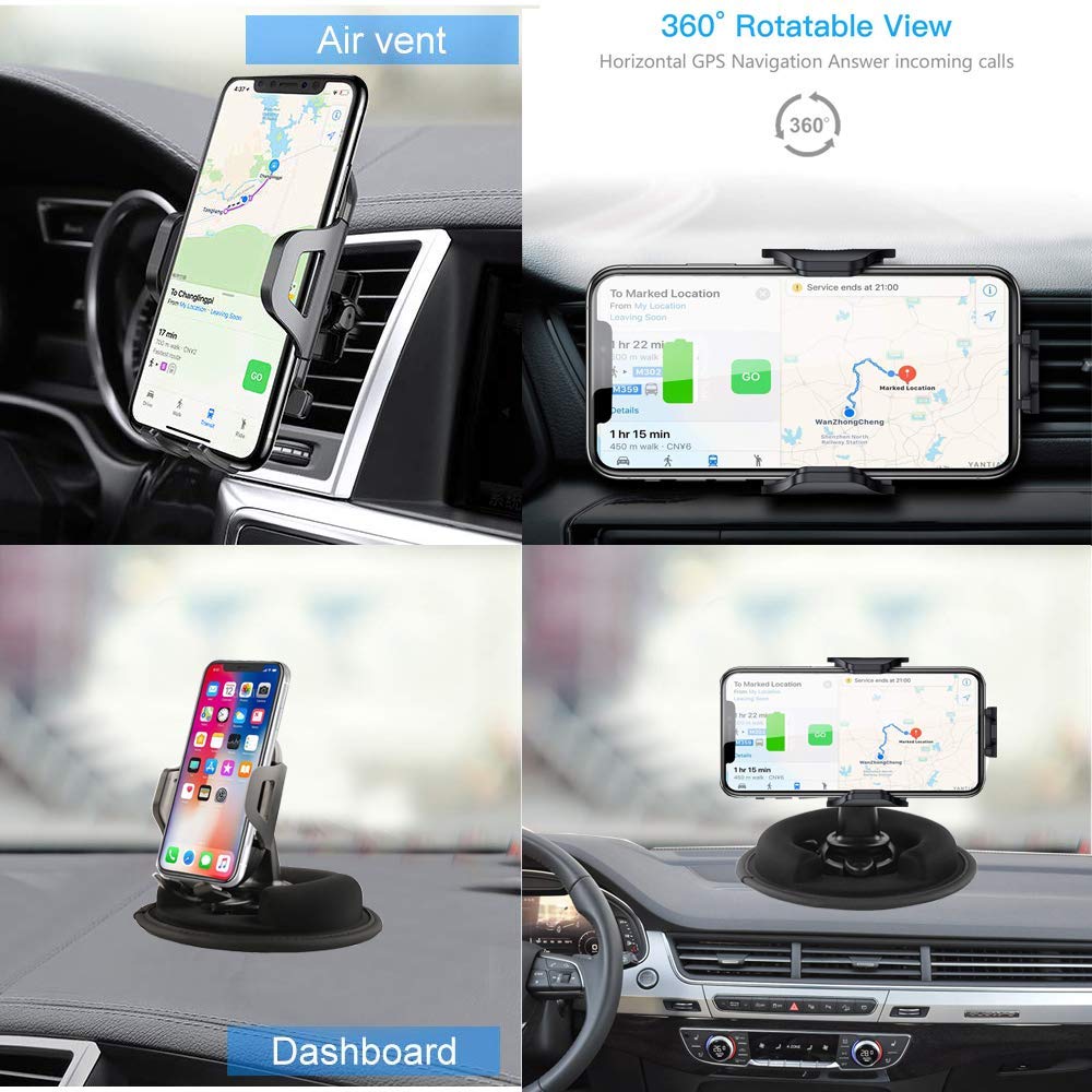 dosili Cell Phone Vehicle Mount,Dashboard Beanbag Friction Mount,2 in 1 Dashboard Mount and Car Air Vent Holder,for iPhone Android and Other