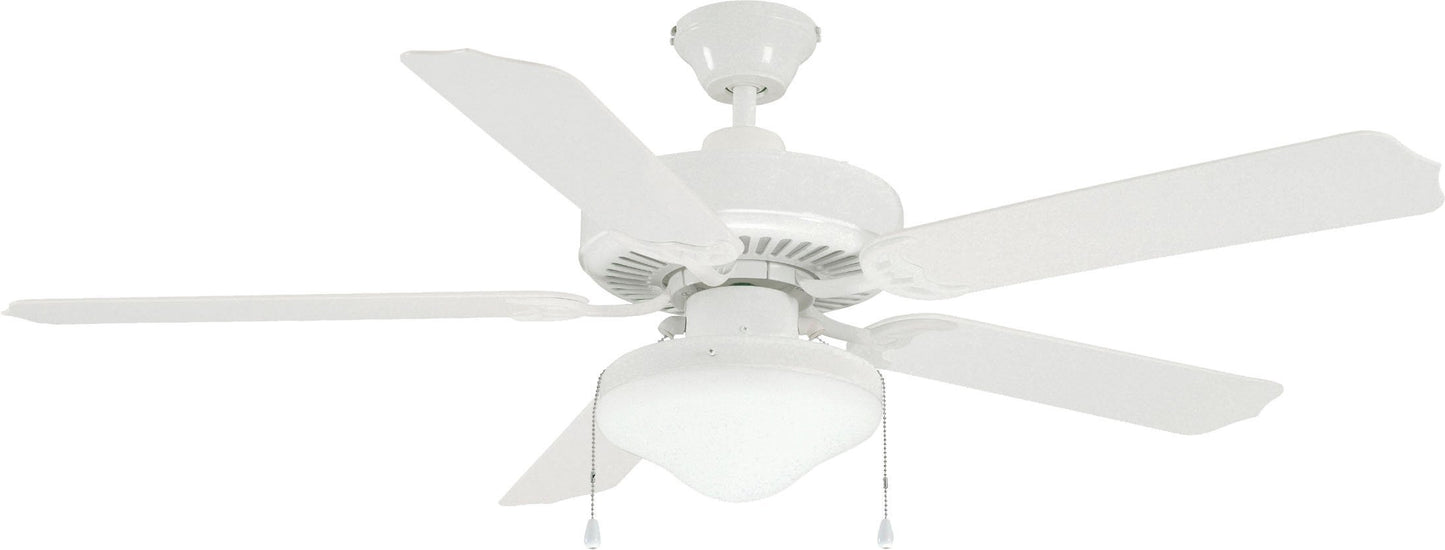 Litex E-WOD52WW5C All Weather Collection 52-Inch Indoor/Outdoor Ceiling Fan with Five White ABS Blades and Single Light Kit with Frost Glass