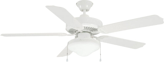 Litex E-WOD52WW5C All Weather Collection 52-Inch Indoor/Outdoor Ceiling Fan with Five White ABS Blades and Single Light Kit with Frost Glass