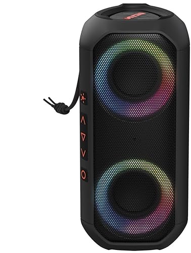 Ion Audio UBER Boom Wireless Bluetooth Speaker with LED Lights and Built in Microphone, Black (Renewed)
