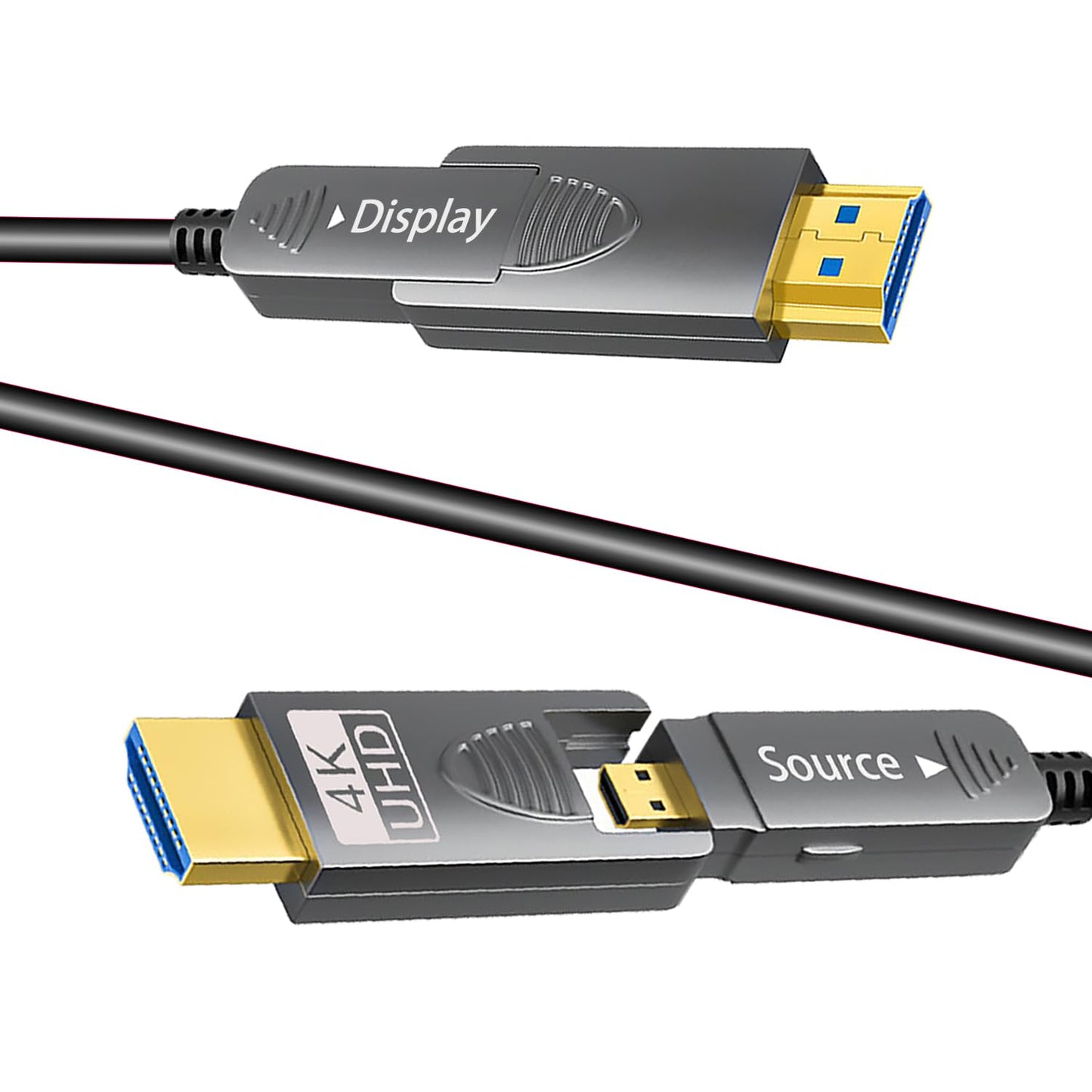 225ft 4K HDMI Cable, Fiber Optic HDMI Cable, Micro HDMI to HDMI, Detachable Type A+Type D,18Gbps Ultra Speed, 4K 60Hz,Slim Flexible, Long Extended