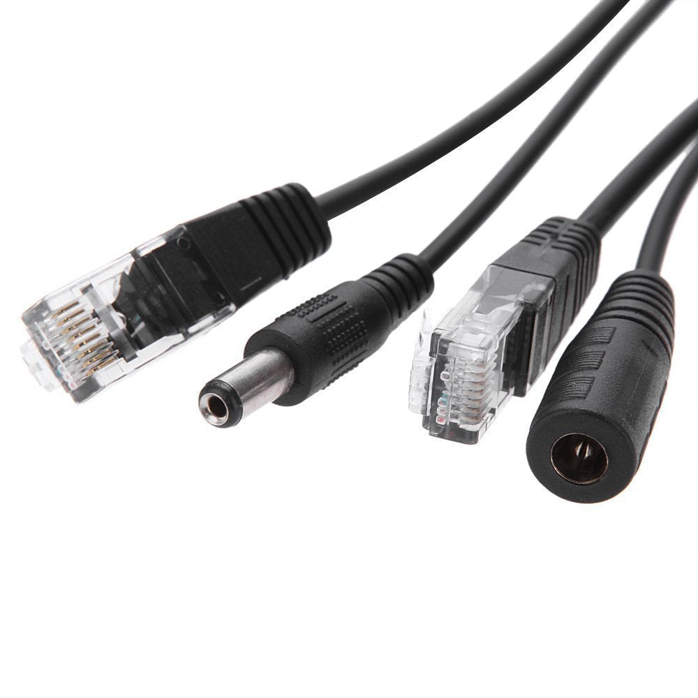 BeElion 2Kits 4PCS Passive PoE Injector and Splitter Kit with 5.5x2.1 mm DC Power Adaptor Connector,Black