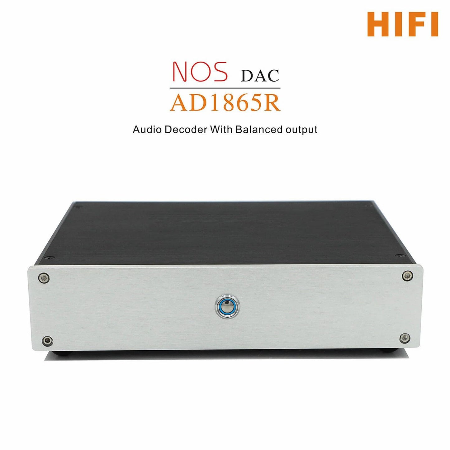 Dual AD1865R NOS DAC R2R HiFi Audio Decoder Converter with Balanced XLR Output, Coaxial Input for Home Stereo System (Silver)