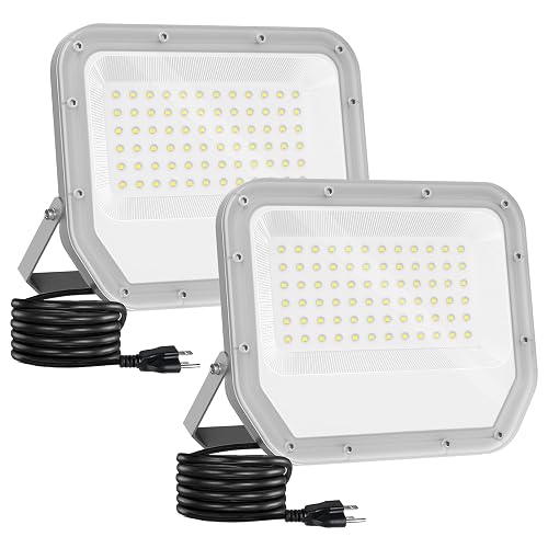 ELEKICO 2 Pack Super Bright 6500k 10000lm LED Flood Lights Outdoor,100w Led Outside Lights for Yard Outdoor Waterproof Work Lighting Floodlight