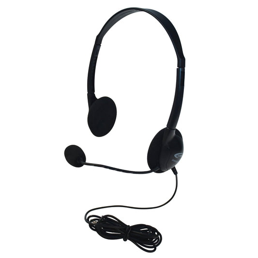 Califone 3065AVT Lightweight Personal Multimedia Stereo Headset with To Go Plug, Black, Fully Adjustable Headband Fits All Students, Recessed Wiring