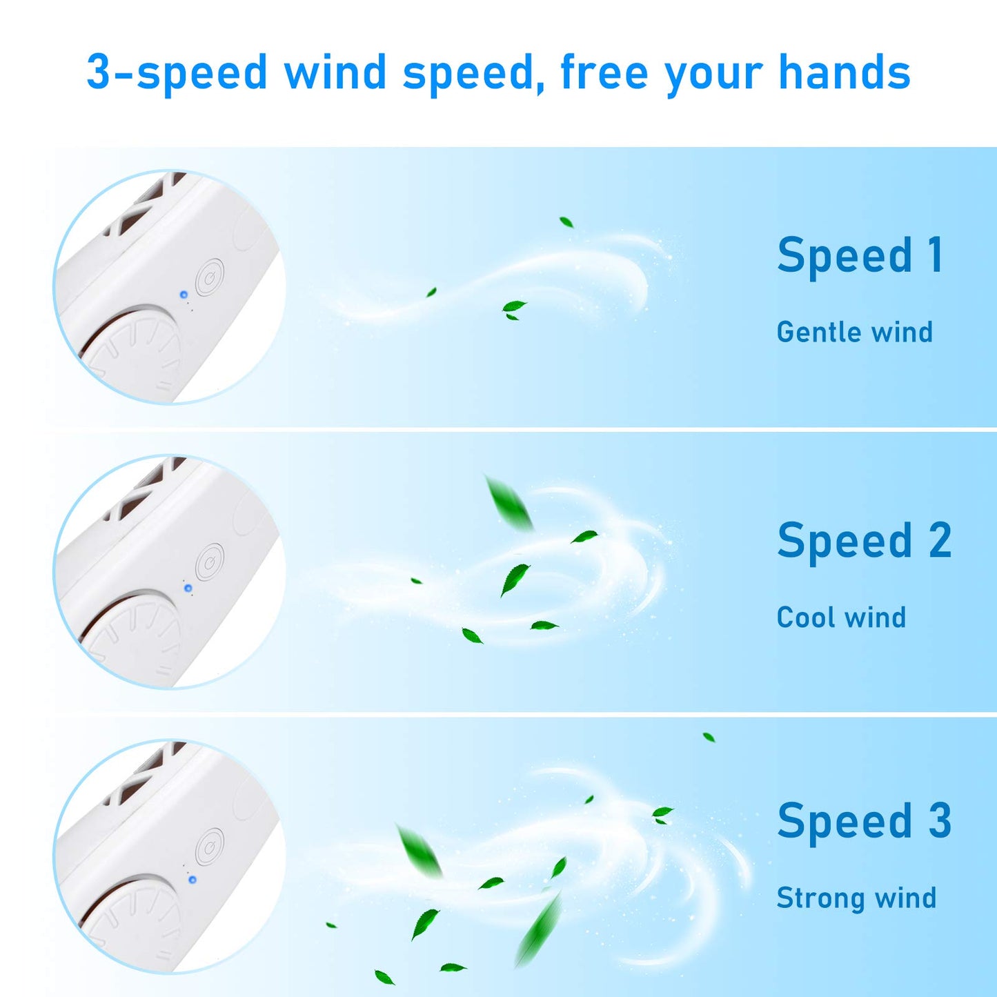 AURUZA Portable Bladeless Neck Fan with Strong Wind,Battery Operated Personal Hands Free small Fans,Rechargeable,Super Quiet,Air Cooling Bladeless