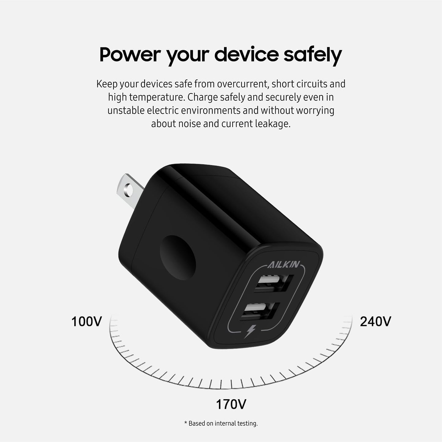 AILKIN USB MultiPort Charging Block, Wall Plug Station, Travel Charger Cube