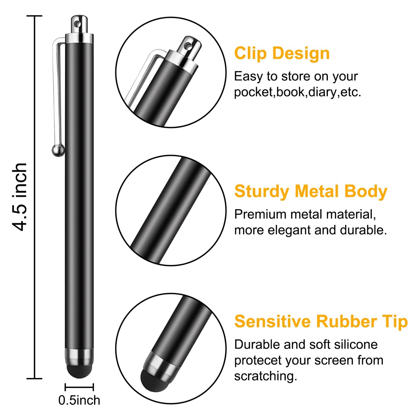 Stylus Pen [10 Pack] Universal Capacitive Touch Screen Pens for Tablets, iPad mini, iPad Pro, iPad Air, Smartphones, Samsung Galaxy - Multiple Colors