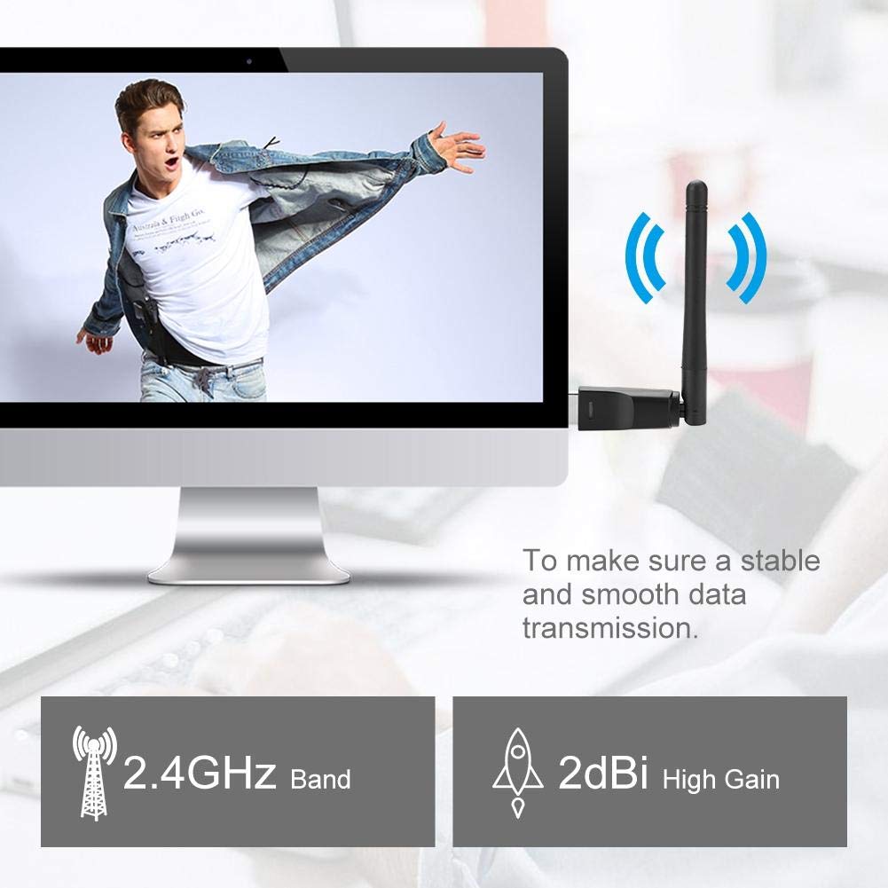 USB WiFi Adapter, Mini 150Mbps Wireless with Antenna