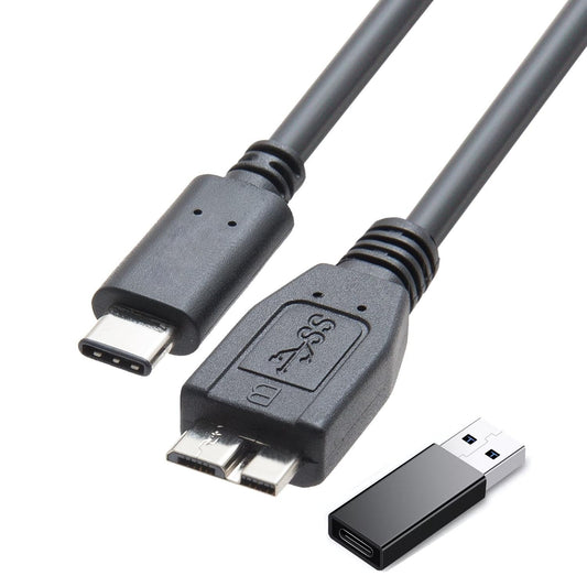 2IN1 External Hard Drive Cable 1.6FT,Super Speed Micro B 3.0 to USB C/A Cable, Compatible with WD,Toshiba,My Passport,Samsung,Seagate,MacBook Pro/Air