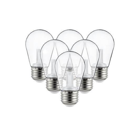 Sunlite 40989-SU LED S14 String Light Bulb, 1 Watt (10W Equivalent), 50 Lumens, Medium Base (E26), Non-Dimmable, ETL Listed, 2700K Soft White, Clear