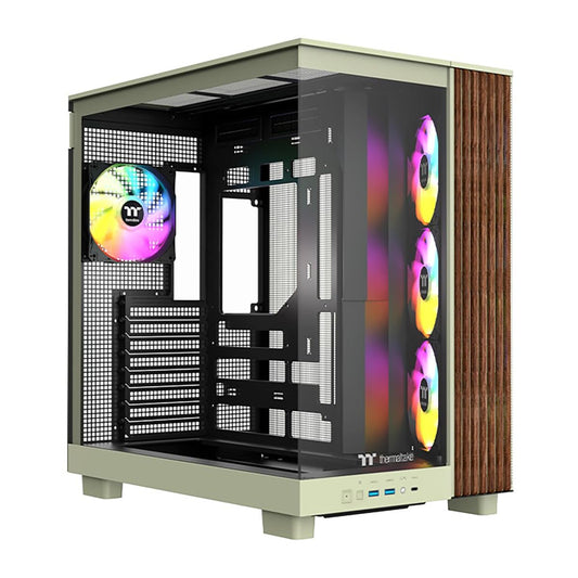 Thermaltake View 380 XL WS ARGB; Mid Tower Chassis; Side Wood Trim; 4x120mm ARGB Fans Included; 420mm GPU Clearance; ATX/mATX/mITX; Hidden Connector