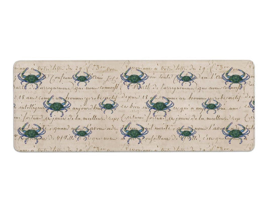 Betsy Drake GP005B Blue Crab Script Gaming Mousepad & Bar Mat - 31.5 x 11.8 in.