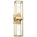 Possini Euro Design Fabrian Modern Wall Sconce Lighting Warm Brass Hardwired 18 3/4" High 2-Light Fixture Rectangular Open Frame for Bedroom Bathroom