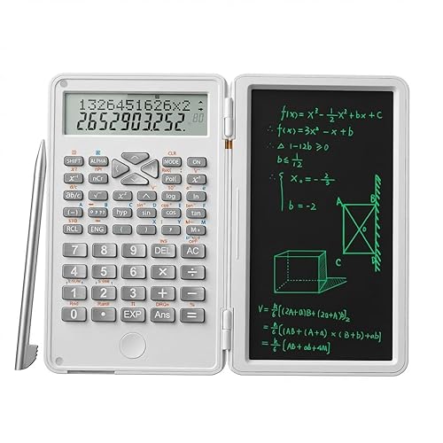 Scientific Calculator with LCD Writing Tablet - 240 Functions for Math, Physics & Exams, Dual-Line Display, One-Click Clear & Lock, Pull-Out Stylus