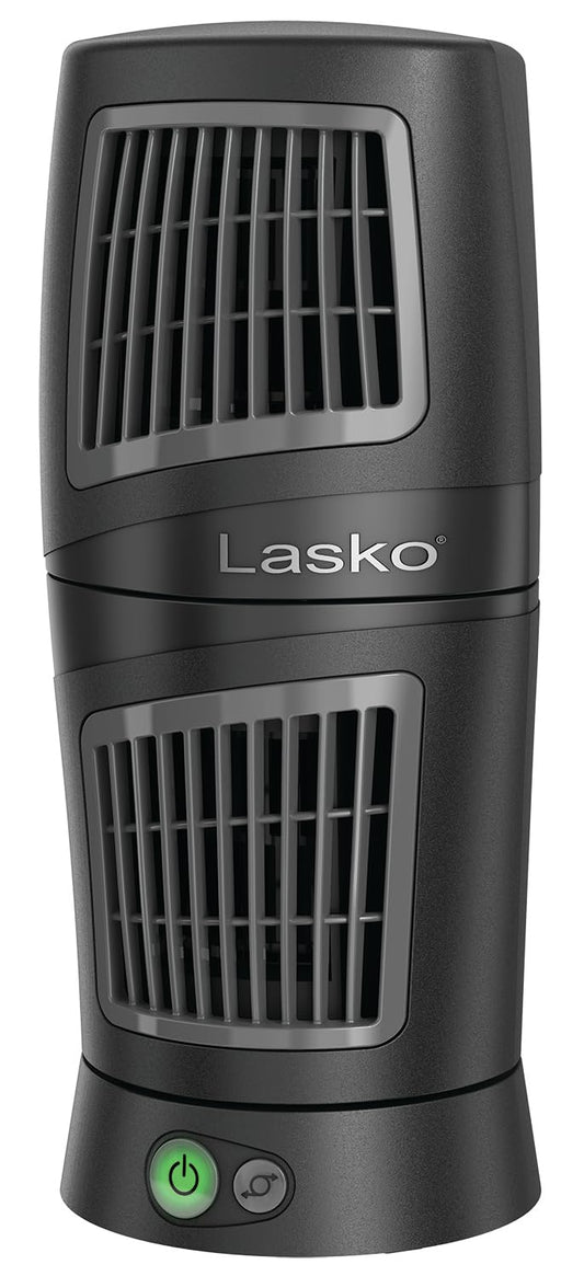 Lasko 12" Twist-Top™ 3-Speed Portable Tower Table Fan Widespread Oscillation for Bedroom, Office, Black, 4911