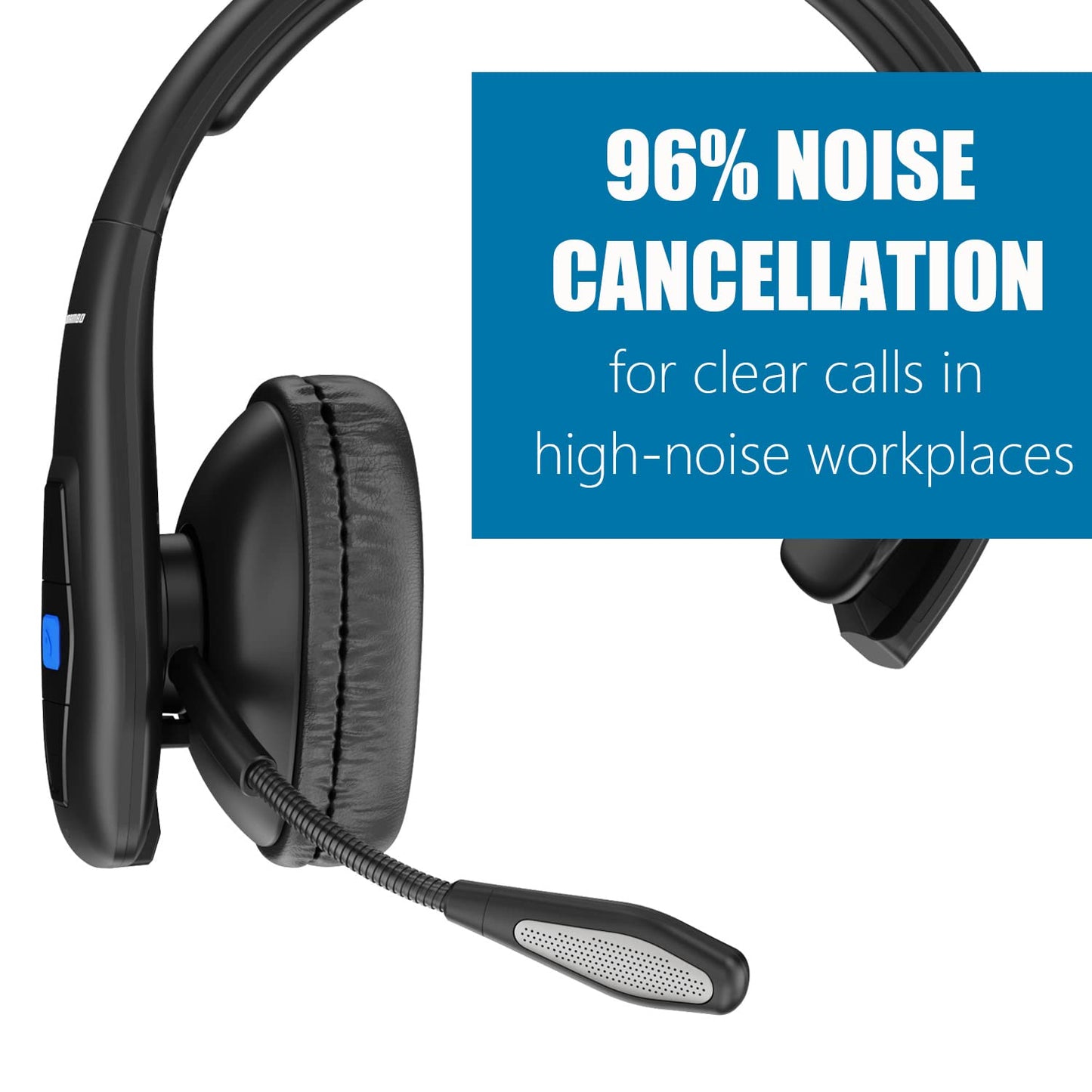 Conambo Trucker Bluetooth Headset - 60Hrs Worktime Trucker headset with CVC8.0 Dual Mic Noise Cancelling, Mute Button, Upgraded Comfort and Durability
