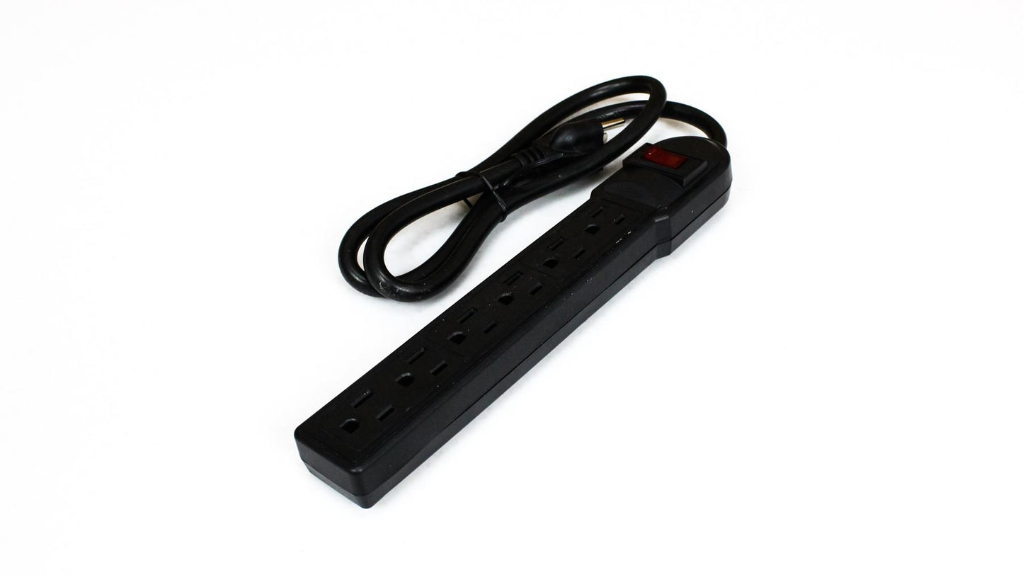 Pro Co Power 3ft 6 Outlet Strip Surge Protector, 15A 90J Black