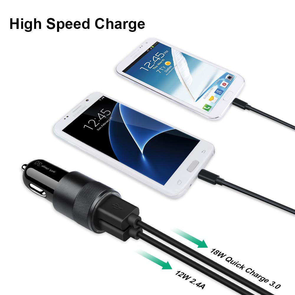 Fast Car Charger, Quick Charging 5.4A/30W Phone USB Adapter Rapid Plug 2 Port Cigarette Lighter Auto Charger Flush Compatible Samsung, Tablet, iPhone