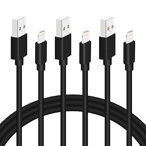 Black iPhone Charger Cable, 3-Pack 3FT MFi Certified Fast Charging Cord Data Sync Lightning to USB-A Cable Compatible with iPhone14/13/12…