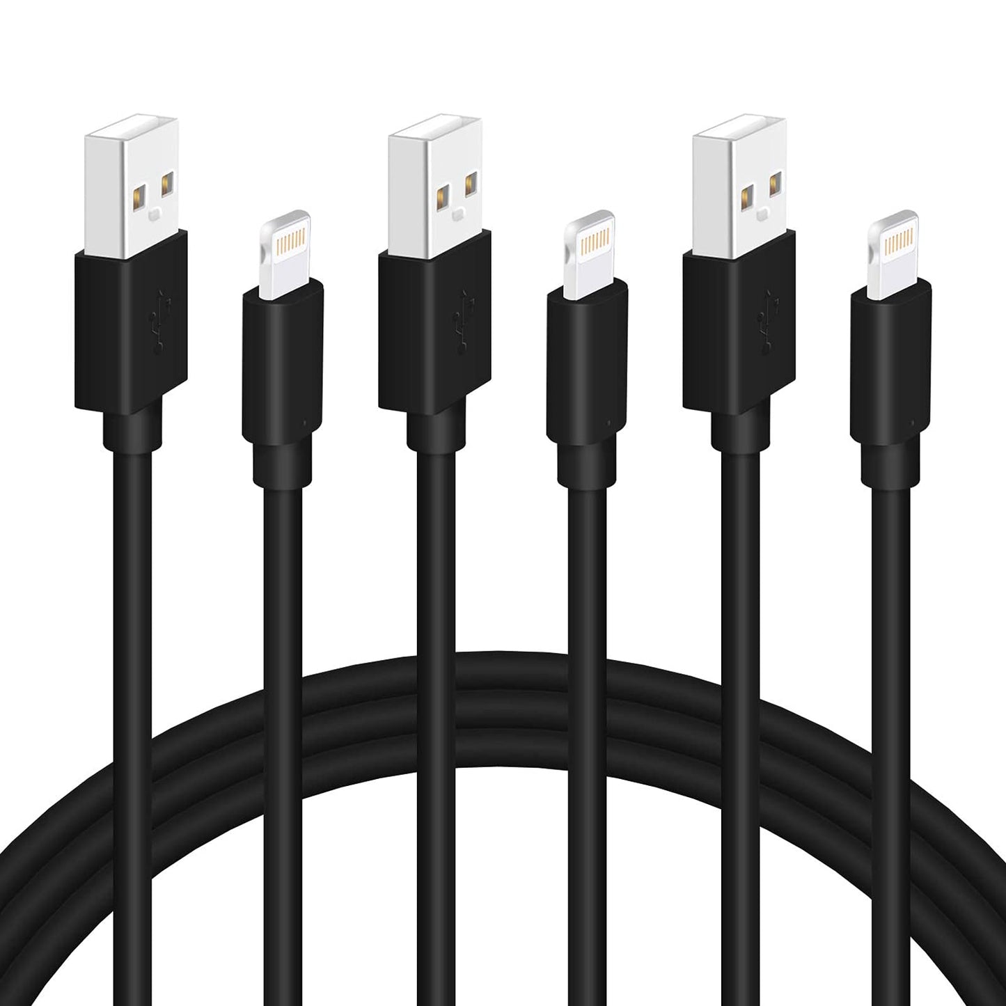 Black iPhone Charger Cable, 3-Pack 3FT MFi Certified Fast Charging Cord Data Sync Lightning to USB-A Cable Compatible with iPhone14/13/12…