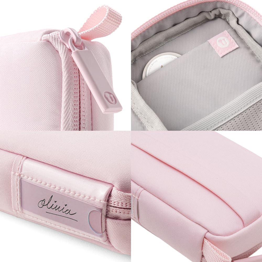 Folio Mini Tech Gear Pouch with Label Identification for Travel, Gym, Work Organizer for Cables Chargers, Electronic Accessories (Pale Pink)