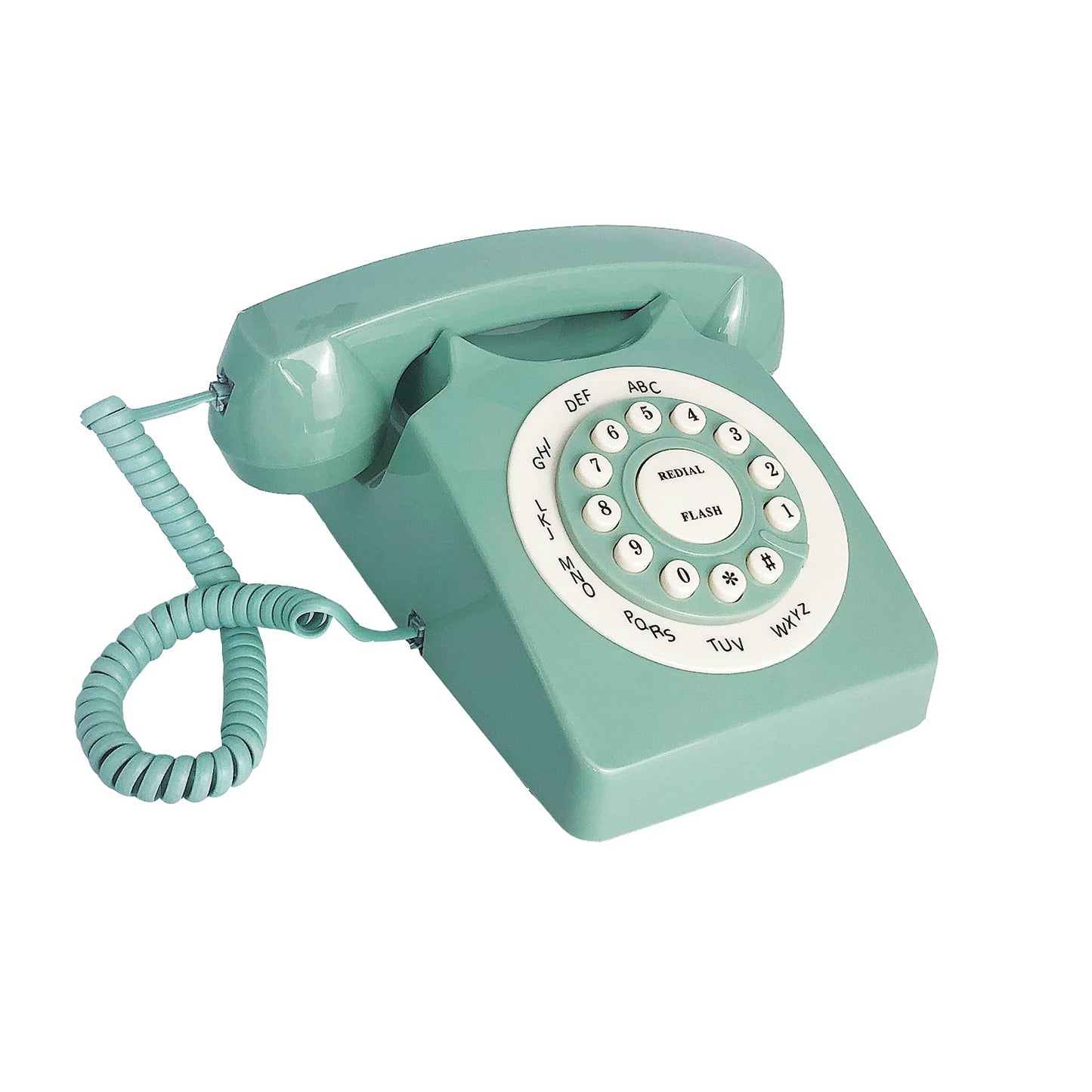 Benotek Beneno Retro Landline Telephone Green Classic Rotary Design Old Fashioned Corded Desk Phone with Ringer for Home and Office, Basic 80s Phones