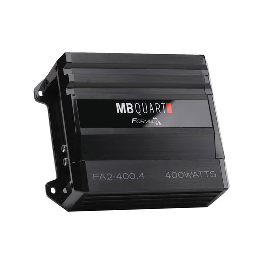 MB Quart Formula 400 Watt 1 Ohm Stable 4 Channel Full Range Class Q1 Car Audio Mobile Amplifier with Bass Remote, FA2-400.4, Black