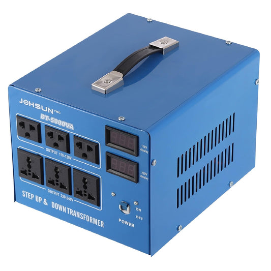 5000W Voltage Converter Auto Transformer Duty Step Up/Down Power Converter Transformer 110/120/220/240V with 3 US Outlets,3 Universal Outlets, LCD…
