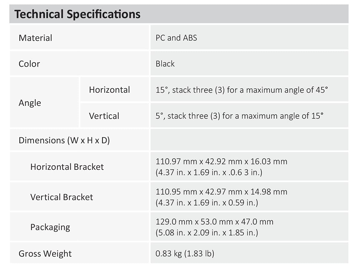 DB11-BK Horizontal and Vertical Angled Mounting Brackets for Doorbell